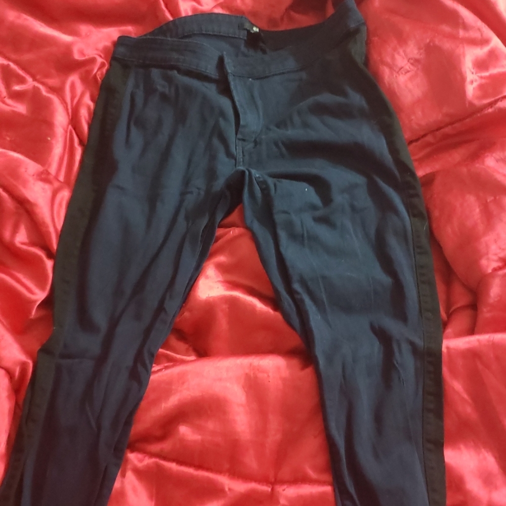 H&M Navy Blue Pants with Black Stripe